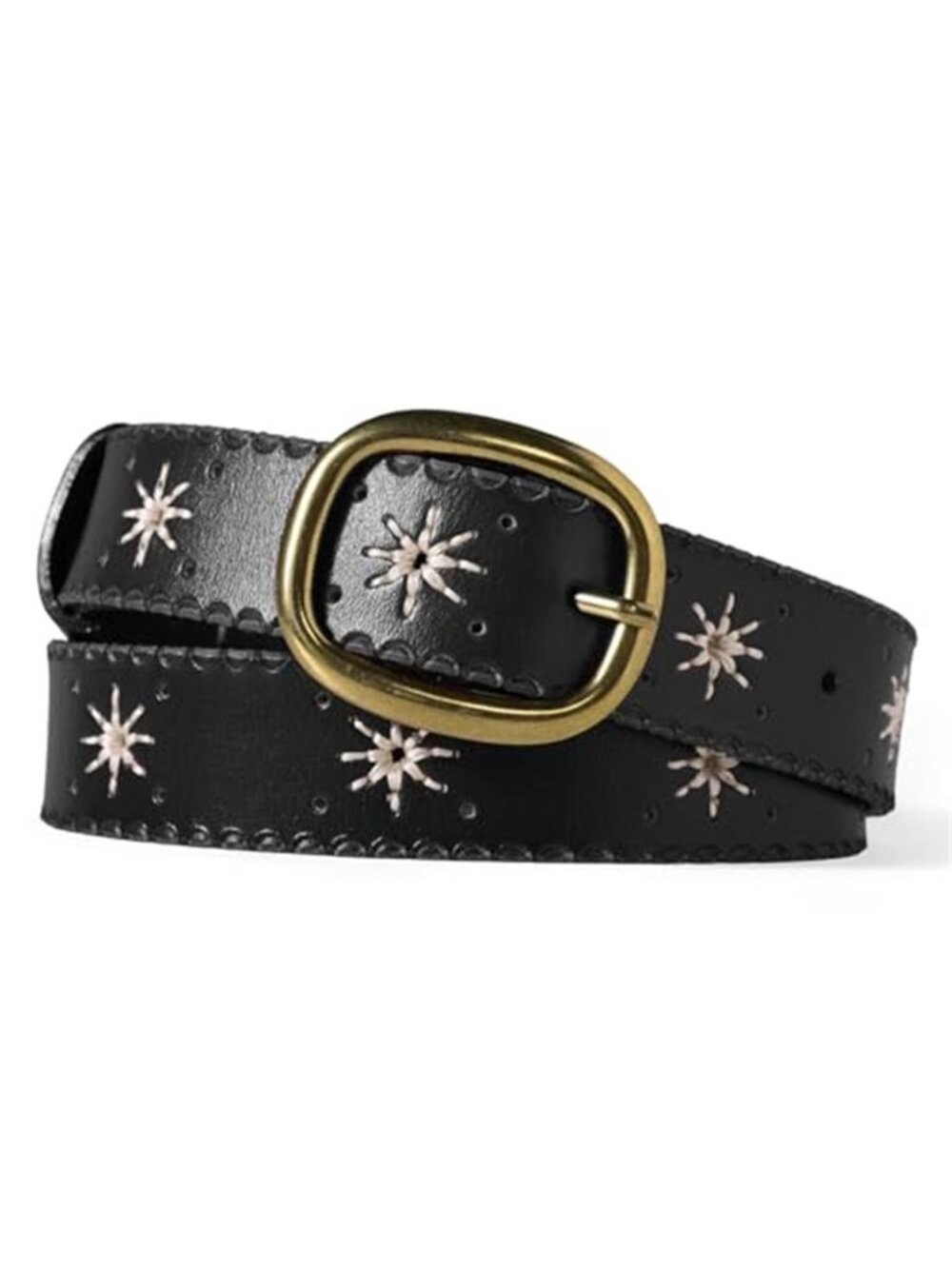 Black Leather Embroidered  and decorative embossed accentsWestern Cowgirl Belt
